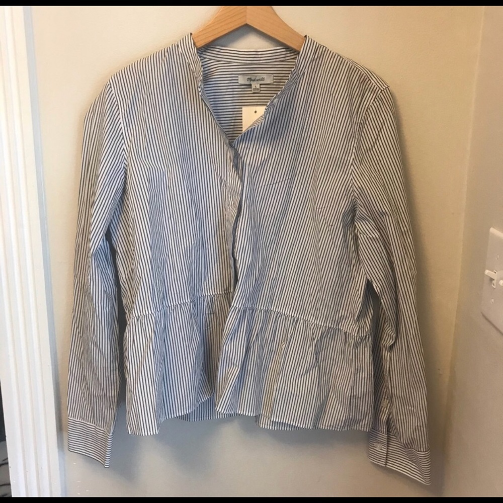 Cute peplum striped button up!